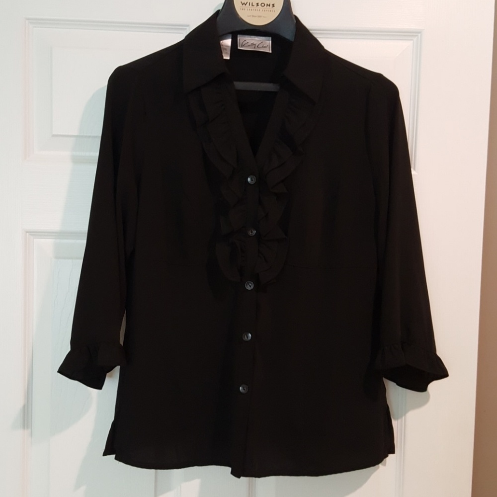 Black Ruffle Shirt - Picture 2 of 6